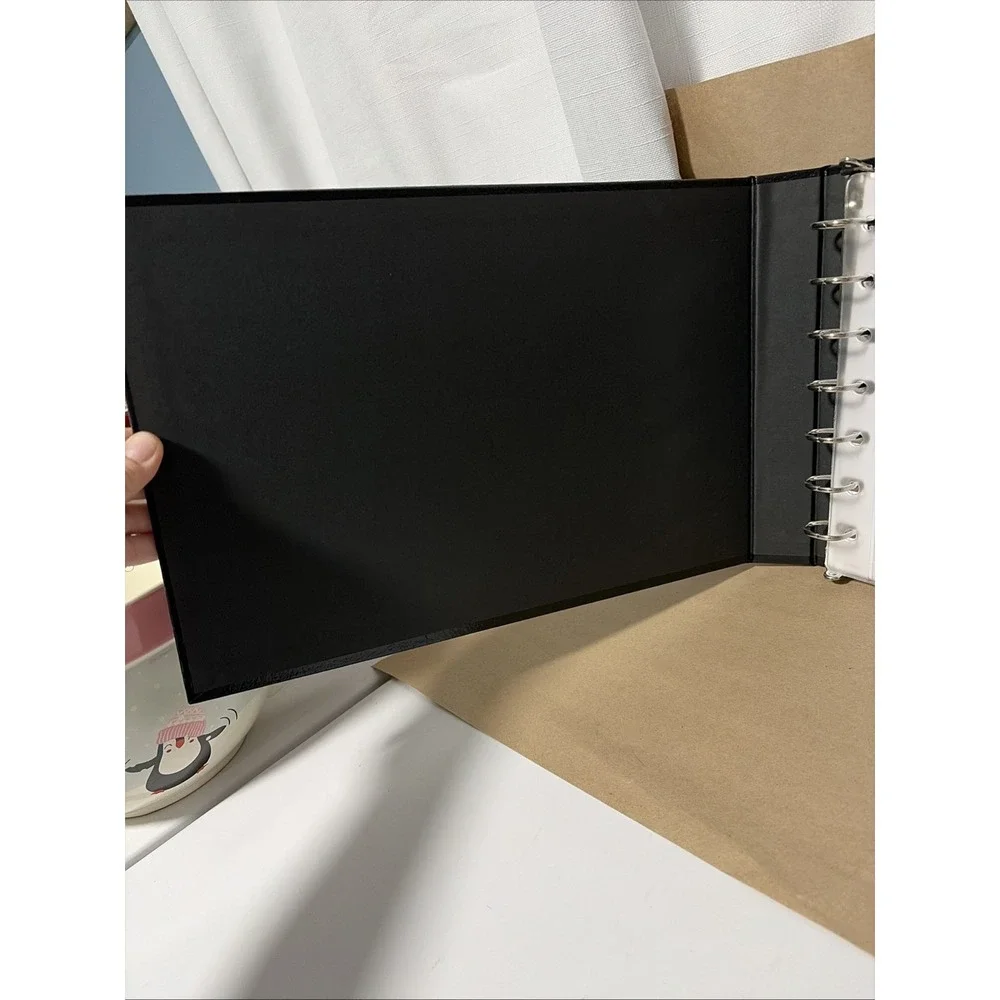7-Ring Business Check Binder Organizer Black Vinyl 1 Inch Ring for Records